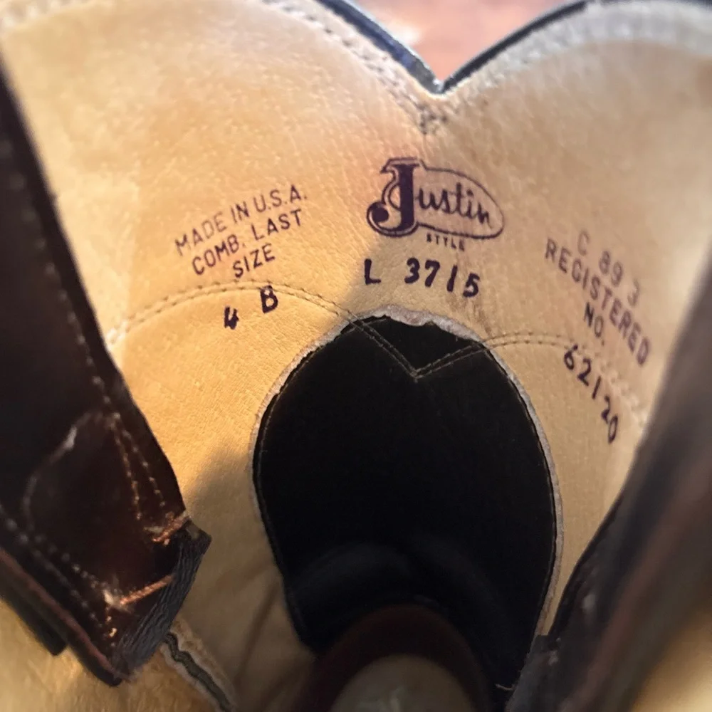 Justin Boots Classic Brown Leather‎ Western Boots size 4 B kids